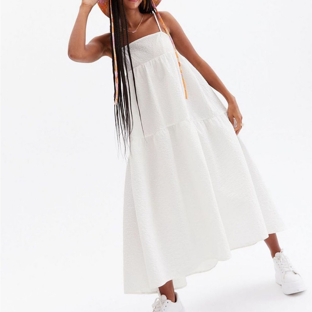 Anne Marie x New Look White Spaghetti Strap Maxi Sundress